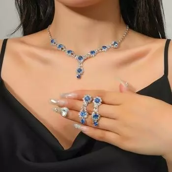 Роскошный женский комплект ювелирных изделий с регулируемой цепочкой, свадебный подарок, декоративный красный