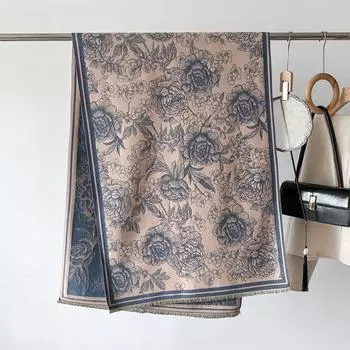 Роскошный женский шарф на осень-зиму, двусторонний платок с цветочным принтом, модный теплый дизайнерский шарф, женская накидка-капюшон из имитации кашемира 66X186cm