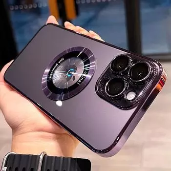 Роскошный жесткий чехол для ПК Magsafe с беспроводной зарядкой, прозрачный для iPhone 14 13 12 11 Pro Max 7 8 Plus X Xs XR Max, магнитные чехлы For iPhone 7 чёрный