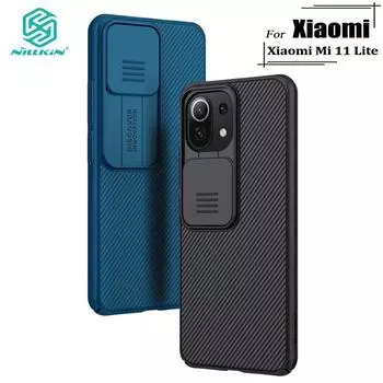 Роскошный жесткий чехол для телефона Nillkin для Xiaomi Mi 11 Lite 4G 5G CamShield с защитой конфиденциальности камеры Xiaomi Mi 11 Lite 4G чёрный