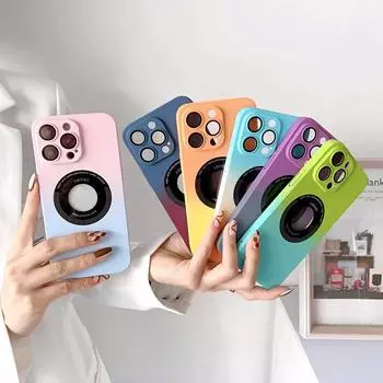 Роскошный жесткий чехол для телефона с беспроводной зарядкой, подходящий для iPhone 14 13 12 11 Pro Max 14 Plus, чехол для телефона с магнитным бампером и градиентом For iPhone 11 розовый