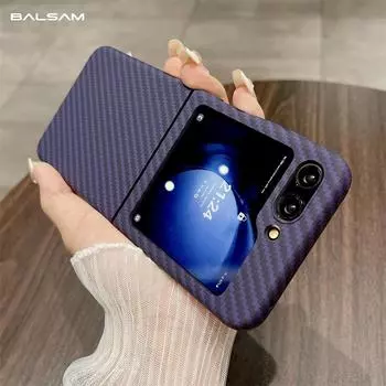 Роскошный жесткий чехол из углеродного волокна для Samsung Z Flip 6 5 3 4 Ультратонкий противоударный чехол с полной защитой для бизнеса For Samsung Z Flip 6 чёрный