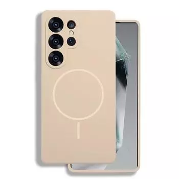 Роскошный жидкий силикон для Magsafe Case для Samsung Galaxy S25 S24 S23 Ultra Plus Магнитный беспроводной зарядки мягкий чехол для телефона For Samsung S25 Ultra белый