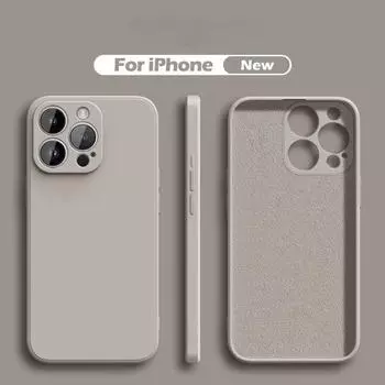 Роскошный жидкий силиконовый чехол для телефона iPhone 16 11 13 12 14 15 ProMax Чехлы Противоударный чехол для iPhone 15 Plus Аксессуары For iPhone 16 чёрный