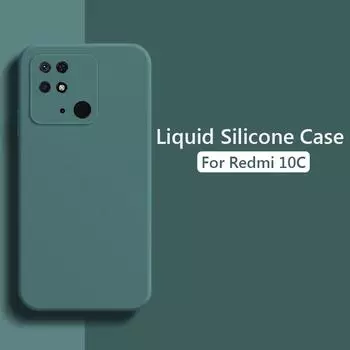 Роскошный жидкий силиконовый чехол для телефона Redmi 10C Redmi10C, противоударный мягкий чехол на заднюю панель, RedMi10C RedMi 10 C, квадратный чехол RedMi 10C зеленый свет