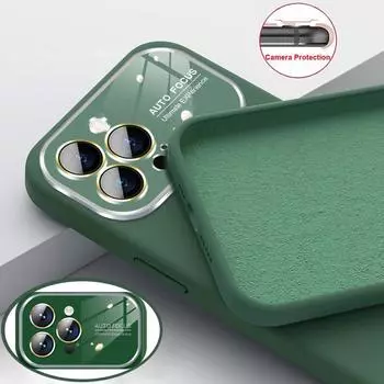 Роскошный жидкий силиконовый чехол для телефона с большим окном для Apple IPhone 14 13 12 Pro Max Camear, защитный противоударный мягкий чехол For iPhone 14 ProMax