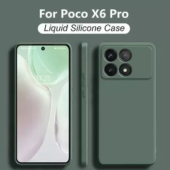 Роскошный жидкий силиконовый чехол для Xiaomi Poco X6 X 6 Pro X6Pro Pocox6 Pro 5G Чехлы для телефонов Противоударный мягкий задний чехол For Poco X6 Pro