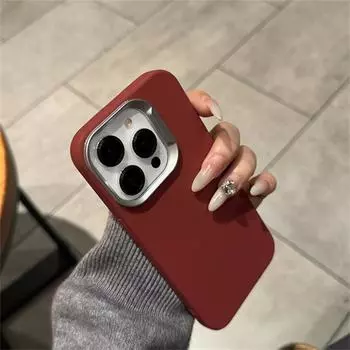 Роскошный жидкий силиконовый мягкий простой чехол для телефона iPhone 16 15 14 Plus 13 12 11 Pro Max 2 в 1 матовый бампер противоударный чехол iPhone 16 Pro Max красный