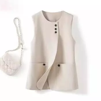 Роскошный жилет без рукавов для женщин, элегантный и утягивающий жилет на весну M чёрный