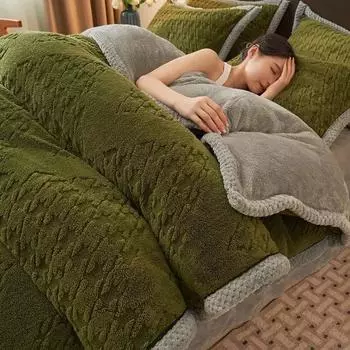 Роскошный зимний теплый утолщенный комплект постельного белья плюшевый пододеяльник простыня и наволочка двуспальная кровать двуспальная кровать односпальная двуспальная кровать пододеяльник 4 шт. Flat Bed Sheet&220x240cm-4pc set