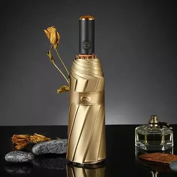 Роскошный золотой автоматический зонт для женщин, двухслойный ветрозащитный складной зонт от солнца, защита от ультрафиолета, большой зонт розовый