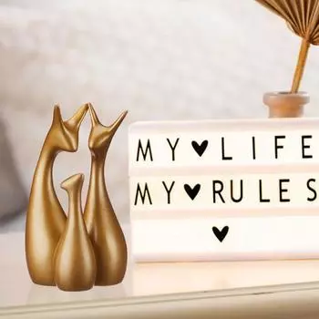 Роскошный Золотой Домашний Декор Счастливое Семейство Оленей Керамическая Фигурка (Набор из 3 штук, Матовое золото)