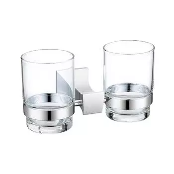 Роскошный золотой двойной держатель для стакана, держатели для чашек и стаканов, черный хромированный держатель для зубных щеток, настенный, на винтах, аксессуары для ванной комнаты