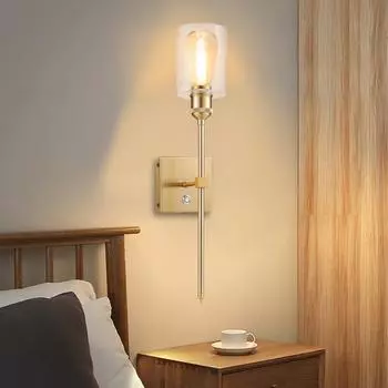 Роскошный золотой настенный светильник с сенсорным управлением, регулируемая яркость, светодиодный настенный светильник с аккумулятором и цветовой температурой 3000 К золотой