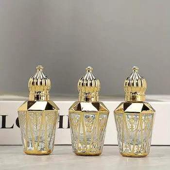 Роскошный золотой роликовый флакон с эфирным маслом, 12 мл, многоразовый флакон для духов, стеклянный роликовый флакон с эфирным маслом, косметический контейнер золотой