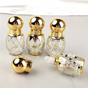 Роскошный золотой роликовый флакон с эфирным маслом, 12 мл, многоразовый флакон для духов, стеклянный роликовый флакон с эфирным маслом, косметический контейнер Roller Bottle
