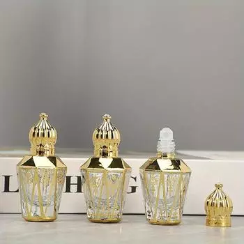 Роскошный золотой роликовый флакон с эфирным маслом, 12 мл, многоразовый флакон для духов, стеклянный роликовый флакон с эфирным маслом, косметический контейнер золотистый