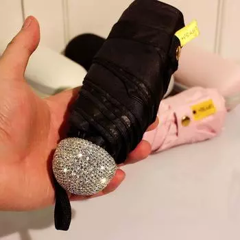 Роскошный зонт-капсула со стразами, солнцезащитный крем от ультрафиолета, складной зонт, портативный дорожный зонт для девочек, блестящий дождевик