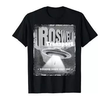 Розуэлл Транспорт НЛО Инопланетянин Луч Тарелка 1947 США Футболка чёрный