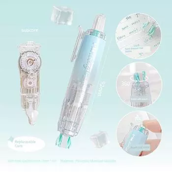 Rosyposy Flexible Correction Tape for Students Correction Tape Correction Tape Good-looking Primary School Girls Large Capacity Mute (mint) mint +1 replacement core
