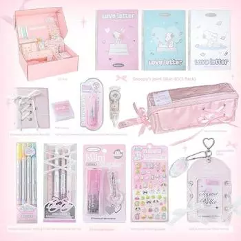 Rosyposy Soft Ballet Stationery Suit Gift Box School Supplies Female Birthday Present Gift Bag Birthday Gift-Pink