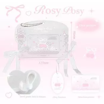 Rosyposy Soft Ballet Style Card Cover Body Certificate Protective Cover Transparent Meal Card Star Chasing Mini Truck Good-looking Certificate Holder Horizontal version clear pink