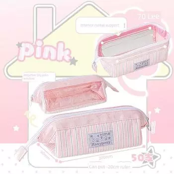 Rosyposy Soft Set Cartoon Backpack Minimalist Junior High School Student Pencil Case Powder pink