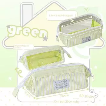 Rosyposy Soft Set Junior High School Girls Cartoon Backpack Pencil Case green green