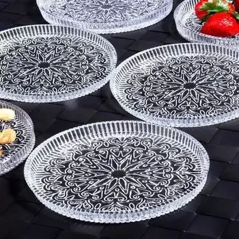 Ротанев, 6 предметов, стеклянная презентационная чашка с рисунком мечты, сервировочная тарелка для торта, печенья, кейтеринга, 12 см - Ruya