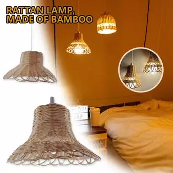 Ротанговая люстра для дома, настоящий плетеный ротанг, декоративный абажур ручной работы