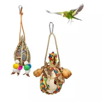 Ротанговый попугай, жующий кукурузную шелуху, игрушки, деревянная птица, подвесные игрушки-измельчители, клетки для попугаев, игрушечный попугайчик A