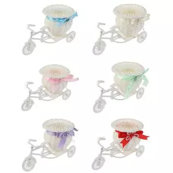 Ротанговый трехколесный велосипед, цветочная корзина, ваза для хранения, садовое свадебное украшение бежевый