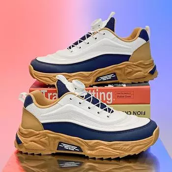 Rotary buckle men s shoes autumn and winter new sports leisure running student mesh heightening dad shoes spot 39