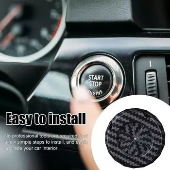 Rotary Push Start Button Cover Carbon Fiber Push Start Button Stylish Car Power Control Trim Car Button Decoration Engine Start CHINA