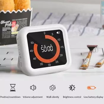 Rotary Smart Silent Visual Analog Timer Кухонный ручной таймер обратного отсчета Механический таймер для приготовления пищи Приготовление пищи Душ Учеба Секундомер Таймер белый