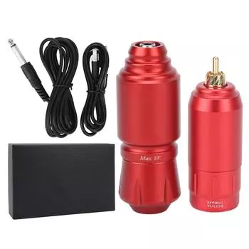 Rotary Tattoo Machine Pen RCA Interface Liner Shader Tattoo Machine Pen Set with Cordless Power красный