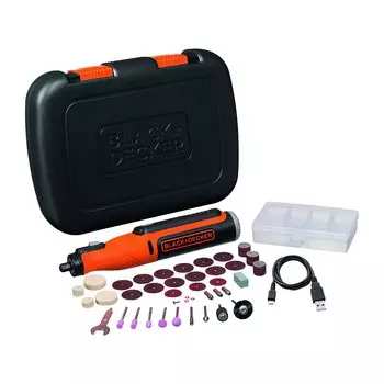 Rotary Tool DIY Power Tool Tightening Tool USB Charging Lightweight Compact 35 Types Accessory Kit Included BCRT8K35 BLACK+DECKER 7.2V