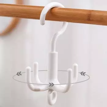 Rotatable Hook Plastic Multi-function Hanger Hooks Four Claw Combination Closet Clothes Storage Bracket Bathroom Towel Rack белый