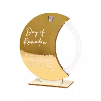 Rotatable Ramadan Countdown Calendar Acrylic Gold Moon Shape Calendar Ramadan Kareem Decoration 2024 Eid Mubarak Ornament Gifts