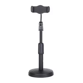 Rotate Retractable Phone Holder Kickstand Microphone Stand Table Clip Bracket Mobile Phone Holder black-fixed