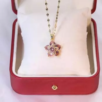 Rotating Bauhinia Necklace Female Simple Trend Temperament Micro-Inlaid Zircon Pendant Clavicle Chain