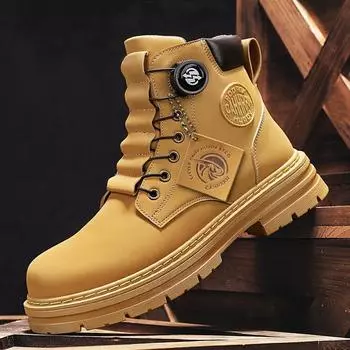 Rotating Button Boots Men s High Top Martin Boots Autumn and Winter 2024 Men s Boots Outdoor Tooling Locomotive Leather Boots Men s 39