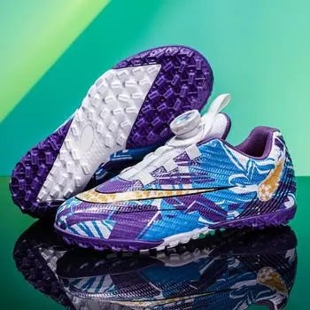 Rotating button children s football shoes free lace-up broken nails boys and girls primary school students training shoes youth sports shoes 28