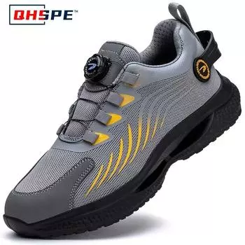Rotating Button Safety Shoes Men Anti-smash Anti-puncture Work Shoes Fashion Men Sport Shoes Security Protective Boots Men 39