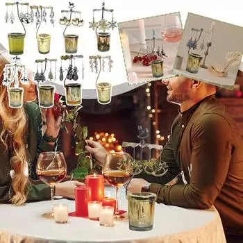 Rotating Candlestick Tray Carousel Wrought Glass Romantic Candlelight Holder Candle Dinner Wedding Rotating Decor Holiday T J6D1