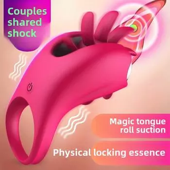 Вращающееся вибрационное кольцо Magic Tongue, мужское кольцо для пениса, кольцо-фиксатор, перезаряжаемое инверторное вибрационное кольцо, товары для флирта