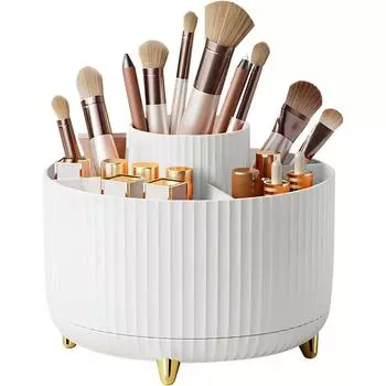 Rotating Makeup Brush Holder Organizer | Organizers Countertop Organization Skincare Storage For Vanity, Desktop, Bathroom