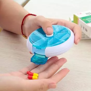 Вращающаяся семиточечная маленькая таблетница портативная таблетница на одну неделю для хранения мини-аптечки