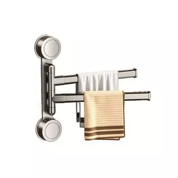 Rotating Suction Cup Towel Rack Wall-mounted Hanging Towel Holder Swivel Towel Bar Shower Grey 2 Poles
