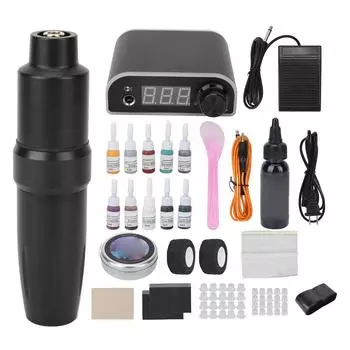 Роторная тату-машинка Pen LED блок питания предотвращает усталость полный комплект для татуировок 100240 В вилка США US Plug